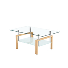 Square Tempered Glass Custom Coffee Tables Metal Frame For Living Room