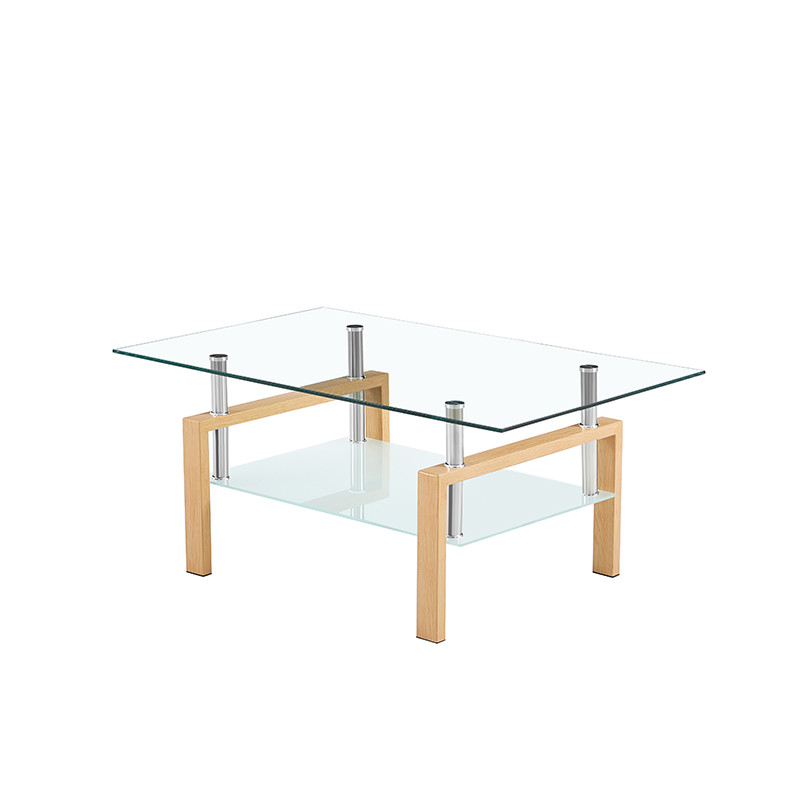 Square Tempered Glass Custom Coffee Tables Metal Frame For Living Room