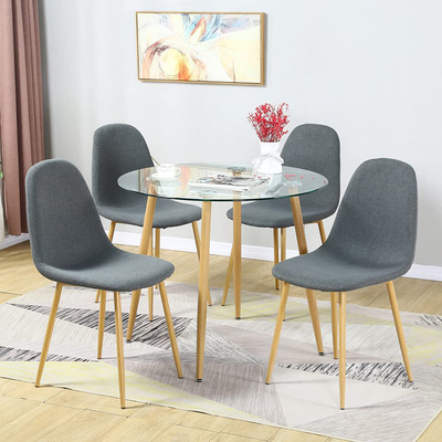 Modern Tekstil Kumaş Metal Çerçeve Yemek Sandalyeleri Lüks